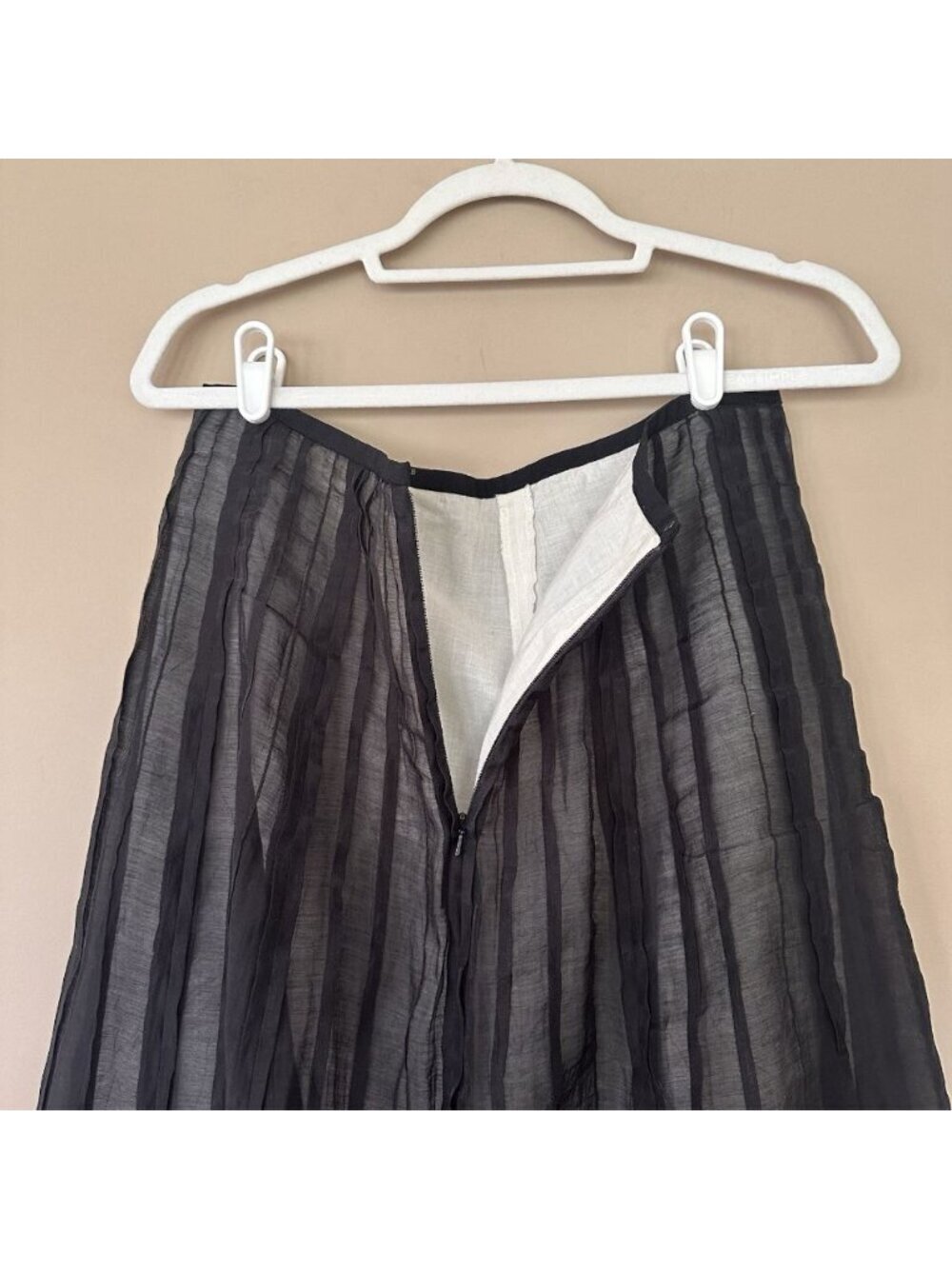 Nic & Zoe Black Pleated Midi Skirt 8 Dark Fairy Academia Aline Sheer Overlay - Picture 7 of 9